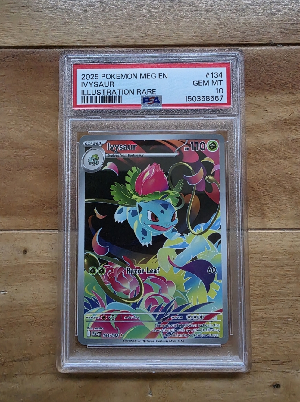 Pokemon Ivysaur Illustration Rare Graded Card - Green, Pink, Blue